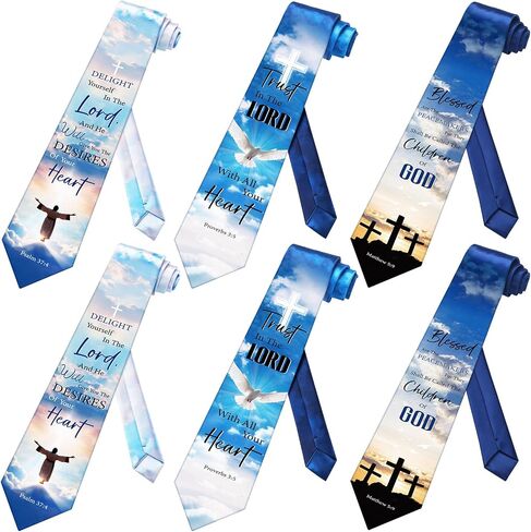 6 Pcs Nativity Ties Inspirational Christmas Neckties Christian Ties Jesus Ties Religious Manger Neckties for Men in Saudi Arabia