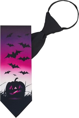 Jacob Alexander Men's Jack-O'-Lantern Pumpkin Bats Happy Halloween Zipper Neck Tie in Saudi Arabia
