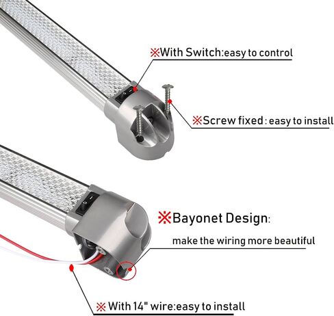 تركيبات إضاءة منطقة LED Lightronic RV مقاس 12.8 بوصة، 6000K-Cool أبيض فائق السطوع، سحب تيار منخفض لإخراج الضوء العالي، مفتاح تشغيل/إيقاف مدمج، غطاء Aluninum للخدمة الشاقة، 12V/24V DC، حزمة واحدة in Saudi Arabia