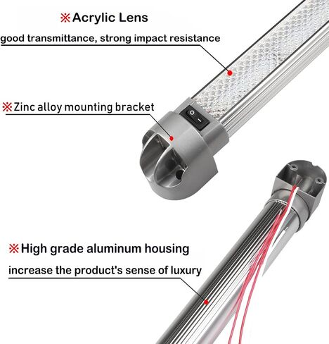 تركيبات إضاءة منطقة LED Lightronic RV مقاس 12.8 بوصة، 6000K-Cool أبيض فائق السطوع، سحب تيار منخفض لإخراج الضوء العالي، مفتاح تشغيل/إيقاف مدمج، غطاء Aluninum للخدمة الشاقة، 12V/24V DC، حزمة واحدة in Saudi Arabia