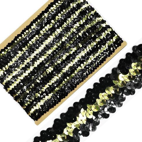 Length 5Yards，Wide 1.9 Inch White Elastic Sequin Ribbon Trim for Sewing Dress Dance Costumes Headband (White) in Saudi Arabia