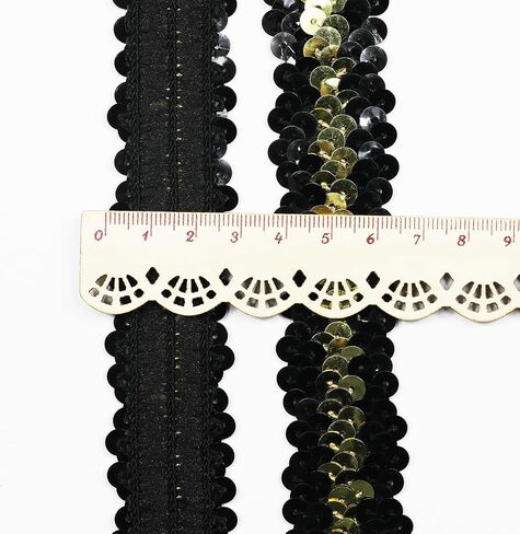 Length 5Yards，Wide 1.9 Inch White Elastic Sequin Ribbon Trim for Sewing Dress Dance Costumes Headband (White) in Saudi Arabia
