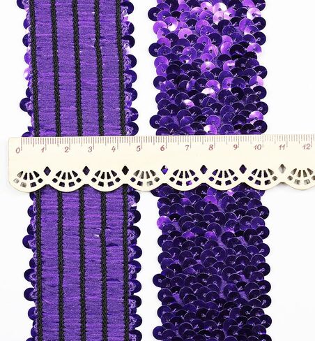 Length 5Yards，Wide 1.9 Inch White Elastic Sequin Ribbon Trim for Sewing Dress Dance Costumes Headband (White) in Saudi Arabia