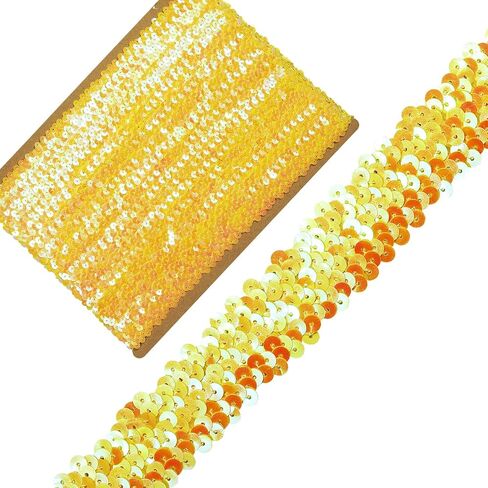 Length 5Yards，Wide 1.9 Inch White Elastic Sequin Ribbon Trim for Sewing Dress Dance Costumes Headband (White) in Saudi Arabia