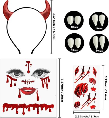 2 Sets Vampire Face Jewels, Halloween Red Blood Costume Face Rhinestone Gems Stick on, Festival Cospaly Accessories for Women Girls Makeup in Kuwait