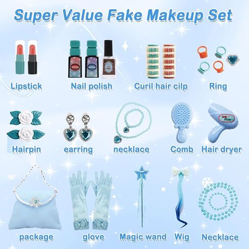 deAO Toddler Vanity Makeup Table Toy with Mirror & Chair,Kids Vanity with Light&Music,Pretend Play Makeup Toy with Hair Dryer Toy,Toddler Beauty Salon Set,Gift for Girls 3 4 5 in Kuwait