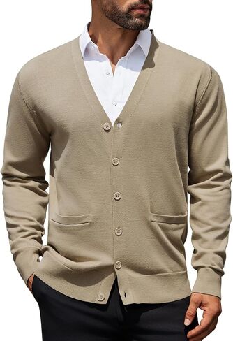 COOFANDY Mens Cardigan Sweaters Long Sleeve V Neck Cardigans Lightweight Knitted Button Down Sweaters with Pockets in Saudi Arabia