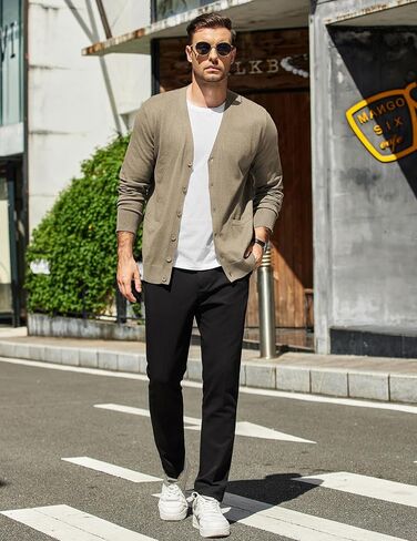 COOFANDY Mens Cardigan Sweaters Long Sleeve V Neck Cardigans Lightweight Knitted Button Down Sweaters with Pockets in Saudi Arabia