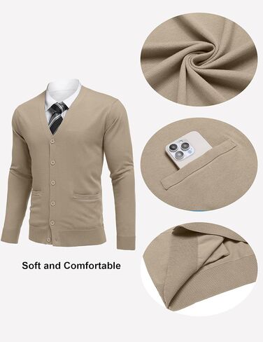 COOFANDY Mens Cardigan Sweaters Long Sleeve V Neck Cardigans Lightweight Knitted Button Down Sweaters with Pockets in Saudi Arabia