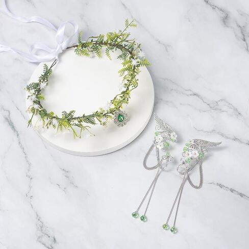 RAINDEWLL تاج الجنية مع آذان قزم مجموعة أصفاد أذن الجان خوذة الهالوين Ren Faire Accessories in Saudi Arabia
