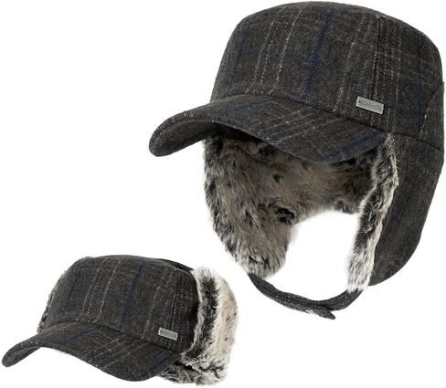 TOP-EX المتضخم XL/XXL للجنسين الشتاء الصياد قبعة عسكرية فو الفراء إيرفلابس مبطن اصطف قبعة بيسبول in Saudi Arabia