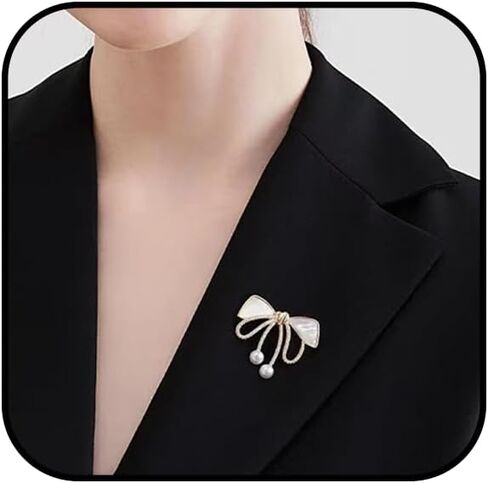 WETMT Gold Bow Brooch Pin for Women Cubic Zirconia Brooch Pins Pearl Lapel Pins for Wedding Party Prom Dress Coat Brooch Pin Jewelry in Saudi Arabia