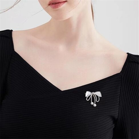 WETMT Gold Bow Brooch Pin for Women Cubic Zirconia Brooch Pins Pearl Lapel Pins for Wedding Party Prom Dress Coat Brooch Pin Jewelry in Saudi Arabia