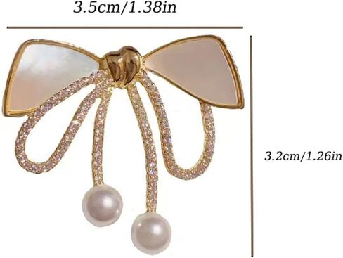WETMT Gold Bow Brooch Pin for Women Cubic Zirconia Brooch Pins Pearl Lapel Pins for Wedding Party Prom Dress Coat Brooch Pin Jewelry in Saudi Arabia