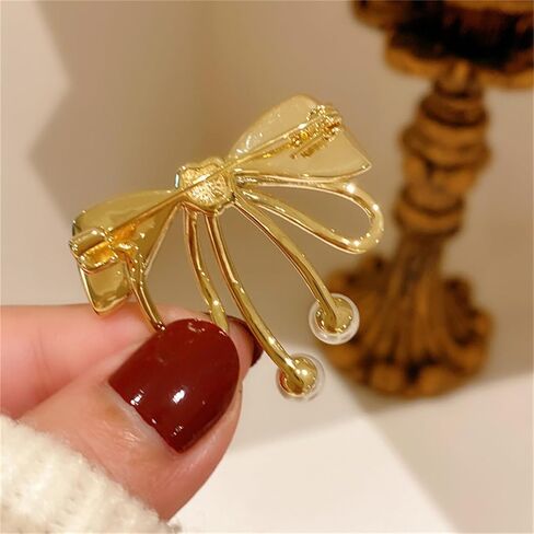 WETMT Gold Bow Brooch Pin for Women Cubic Zirconia Brooch Pins Pearl Lapel Pins for Wedding Party Prom Dress Coat Brooch Pin Jewelry in Saudi Arabia