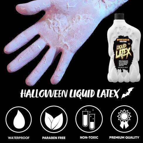 إبداعات Spooktacular 18 أونصة من اللاتكس السائل للهالوين، لاتكس سائل بالدم المزيف، جالون دم المرحلة لزي الهالوين، مكياج الزومبي، مكياج مصاصي الدماء ومكياج الوحش واللباس in Saudi Arabia