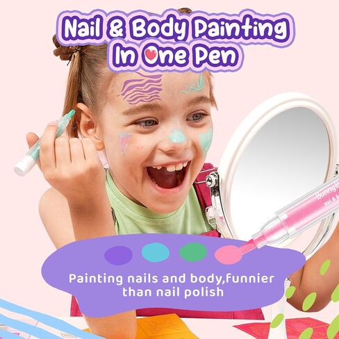 Washable Markers for Kids Makeup Kit Toys, Kid Make Up Face Body Marker Tattoo Pens, Toddler Cosmetic Toy Skin Temporary Tattoos Pen Craft Set,Birthday Halloween Gift for Pretend Play Dress Up Party in Saudi Arabia