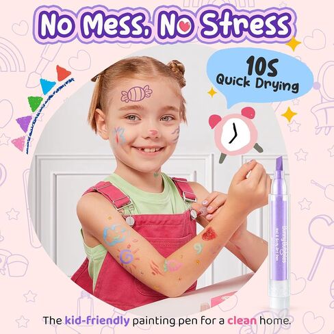 Washable Markers for Kids Makeup Kit Toys, Kid Make Up Face Body Marker Tattoo Pens, Toddler Cosmetic Toy Skin Temporary Tattoos Pen Craft Set,Birthday Halloween Gift for Pretend Play Dress Up Party in Saudi Arabia