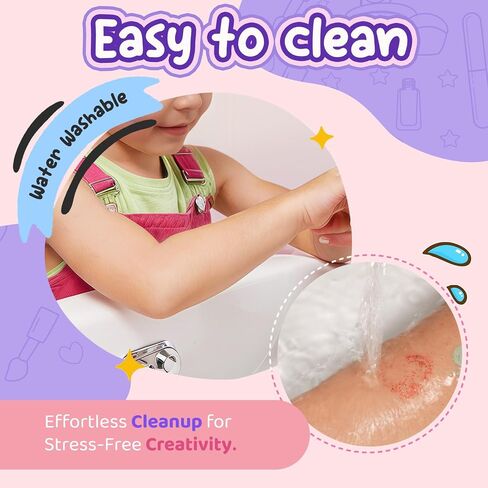 Washable Markers for Kids Makeup Kit Toys, Kid Make Up Face Body Marker Tattoo Pens, Toddler Cosmetic Toy Skin Temporary Tattoos Pen Craft Set,Birthday Halloween Gift for Pretend Play Dress Up Party in Saudi Arabia
