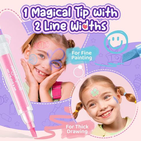 Washable Markers for Kids Makeup Kit Toys, Kid Make Up Face Body Marker Tattoo Pens, Toddler Cosmetic Toy Skin Temporary Tattoos Pen Craft Set,Birthday Halloween Gift for Pretend Play Dress Up Party in Saudi Arabia