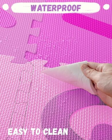 36PCS Foam Floor Tiles Interlocking Puzzle Foam Tiles for Kids Soft Baby Play Mat, 12"x12" Large Educationa Jigsaw Foam Floor Mats for Playroom, Nursery, Gym Pink-Purple(B) in Saudi Arabia