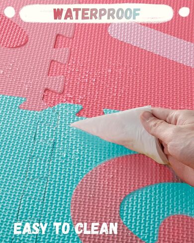 36PCS Foam Floor Tiles Interlocking Puzzle Foam Tiles for Kids Soft Baby Play Mat, 12"x12" Large Educationa Jigsaw Foam Floor Mats for Playroom, Nursery, Gym Pink-Purple(B) in Saudi Arabia