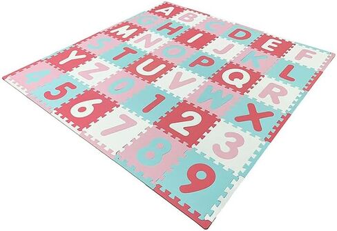 36PCS Foam Floor Tiles Interlocking Puzzle Foam Tiles for Kids Soft Baby Play Mat, 12"x12" Large Educationa Jigsaw Foam Floor Mats for Playroom, Nursery, Gym Pink-Purple(B) in Saudi Arabia