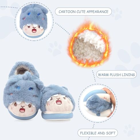 TXJ Sports Kids Slippers for Girls Boys Warm Fleece Winter House Slippers Cute House Shoes Indoor Outdoor in Kuwait