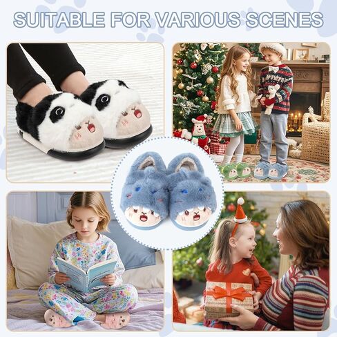 TXJ Sports Kids Slippers for Girls Boys Warm Fleece Winter House Slippers Cute House Shoes Indoor Outdoor in Kuwait