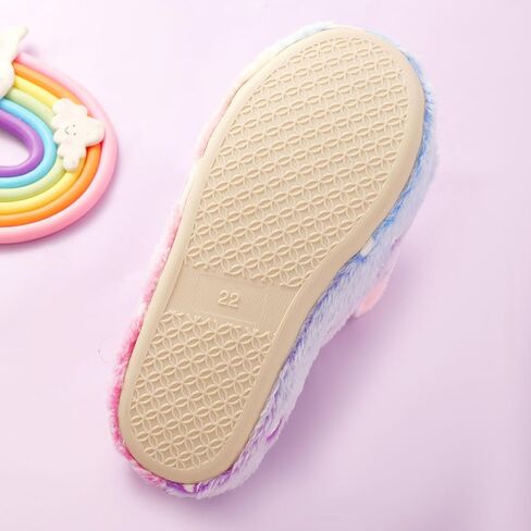 Kids Fuzzy Slippers for Girls Boys Unicorn Glow in the Dark Plush Fleece Warm Indoor Shoes in Kuwait