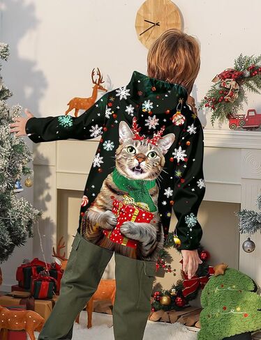 Ugly Christmas Hoodies for Boys Girls Xmas Funny Novelty Cool Sweatshirt Pullover With Pocket Size 6-16 in Saudi Arabia