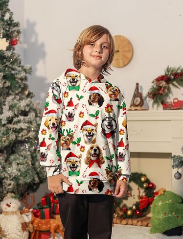 Ugly Christmas Hoodies for Boys Girls Xmas Funny Novelty Cool Sweatshirt Pullover With Pocket Size 6-16 in Saudi Arabia