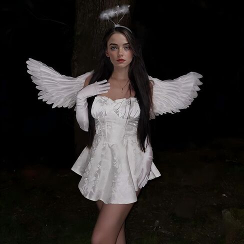 Sunboom أجنحة الملاك الكبار أجنحة بيضاء أجنحة الملاك الأسود أجنحة ريشة للأطفال الفتيات زي أجنحة الملاك النساء in Kuwait