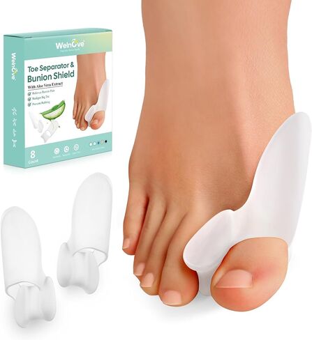 Welnove Bunion Cushion Protector, 8 Pack Bunion Corrector Pads with Separator for Big Toe, Gel Shield for Foot Pain Relief, Calluses, Relieve Foot Pain from Friction(Clear) in Saudi Arabia