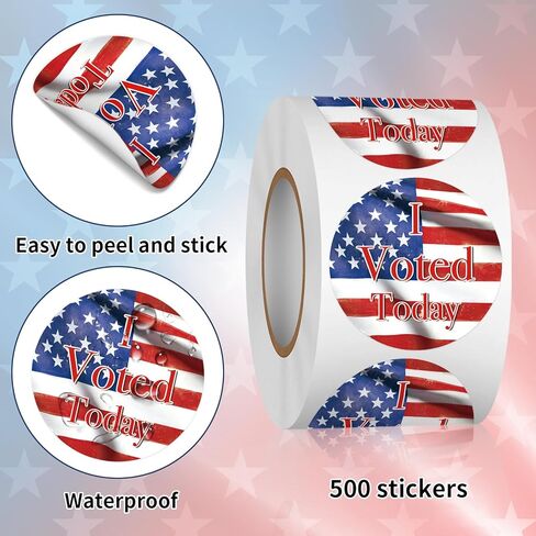 Heyfibro 500 PCS I Voted Today Stickers, 1.5 Inch Vote Stickers for Voting Supplies, Patriotic Vote Stickers for Elections, School Voting Events, and Campaigns in Kuwait