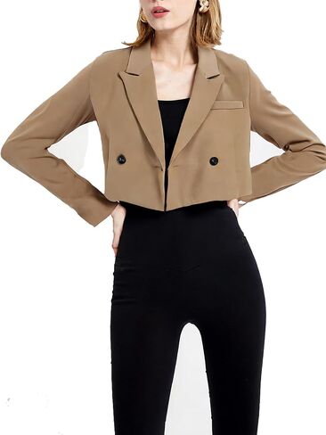 Womens Cropped Blazer Business Casual Lightweight Long Sleeve Suit Jacket Work Office Blazer for Women in Saudi Arabia