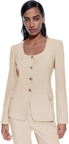 سترة نسائية كاجوال من BZB مفتوحة من الأمام وأكمام طويلة للعمل والمكتب ورقبة على شكل حرف U in Kuwait