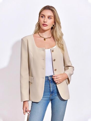 سترة نسائية كاجوال من BZB مفتوحة من الأمام وأكمام طويلة للعمل والمكتب ورقبة على شكل حرف U in Kuwait