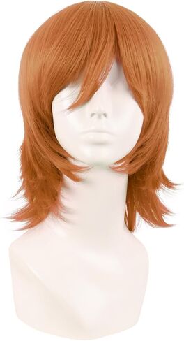 MapofBeauty 14 Inch/35 cm Short Cosplay Wolf Tail Synthetic Side Bangs Party Wig (Dark Purple) in Kuwait