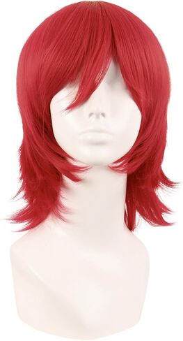MapofBeauty 14 Inch/35 cm Short Cosplay Wolf Tail Synthetic Side Bangs Party Wig (Dark Purple) in Kuwait