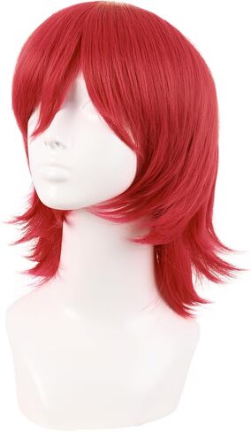 MapofBeauty 14 Inch/35 cm Short Cosplay Wolf Tail Synthetic Side Bangs Party Wig (Dark Purple) in Kuwait