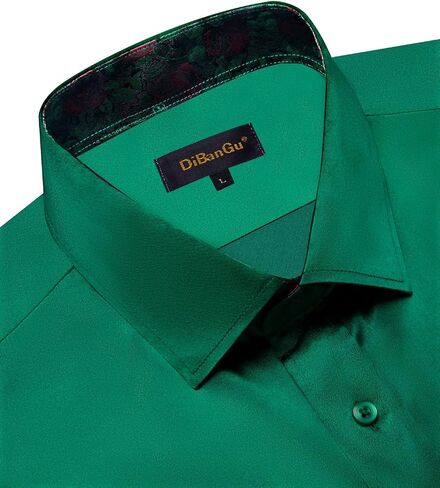 DiBanGu Satin Shirt and Tie Sets for Men Dress Shirts Long Sleeve Inner Contrast Men's Casual Button-Down Shirts S-3XL in Saudi Arabia