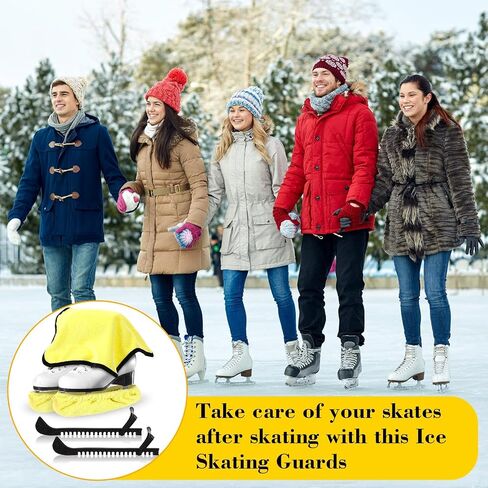 Liliful 4 Pcs Skate Guards Skate Blade Covers Towel Ice Inline Bag Set Ice Skating Guards for Adult Figure Skating or Hockey in Kuwait