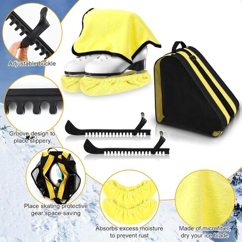 Liliful 4 Pcs Skate Guards Skate Blade Covers Towel Ice Inline Bag Set Ice Skating Guards for Adult Figure Skating or Hockey in Kuwait