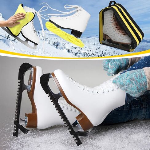 Liliful 4 Pcs Skate Guards Skate Blade Covers Towel Ice Inline Bag Set Ice Skating Guards for Adult Figure Skating or Hockey in Kuwait