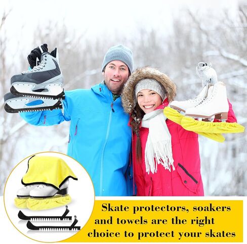 Liliful 4 Pcs Skate Guards Skate Blade Covers Towel Ice Inline Bag Set Ice Skating Guards for Adult Figure Skating or Hockey in Kuwait