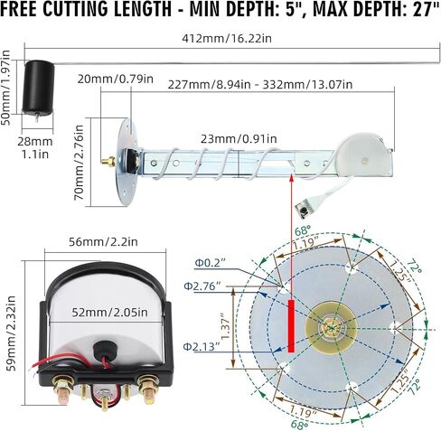 Fuel Sending Unit 0-90 ohms with Float, Marine Fuel Sending Unit and Float for Boat Fuel Tank Sending Unit Fuel Water Sending Unit Replacement Fuel Sender for Boat Car Truck in Saudi Arabia