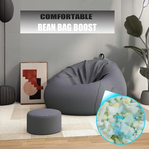 BOXIN 5lbs Shredded Memory Foam Filling for Bean Bag Filler, Soft and Convenient Pillow Stuffing Foam for Couch Cushion, Dog Bed, Chair, Arts & Crafts, Added Gel Particles in Saudi Arabia