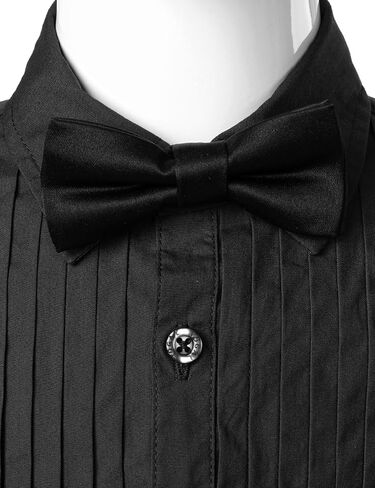 JOGAL Boys Dress Shirts Kids Pleated Tuxedo Shirt with Bow Tie for 6-14 Years Old Boys Button Down Shirt in Kuwait