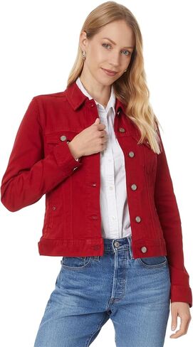 Liverpool Los Angeles Womens Classic Jean Jacket Silky Soft Performance Denim, Carnelian, X-Small in Saudi Arabia